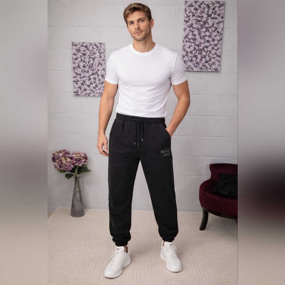 White Fox  Black Joggers for Men